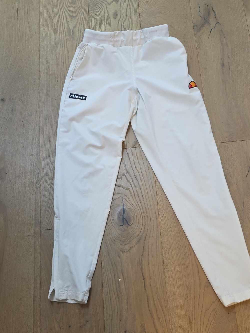 Ellesse White Track Joggers with Logo Patch